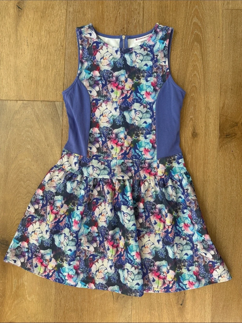American Girl Purple Floral Panel Dress size 16